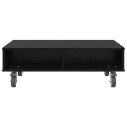 vidaXL Side Table with Wheels Black Oak 90 x 50 x 30 cm