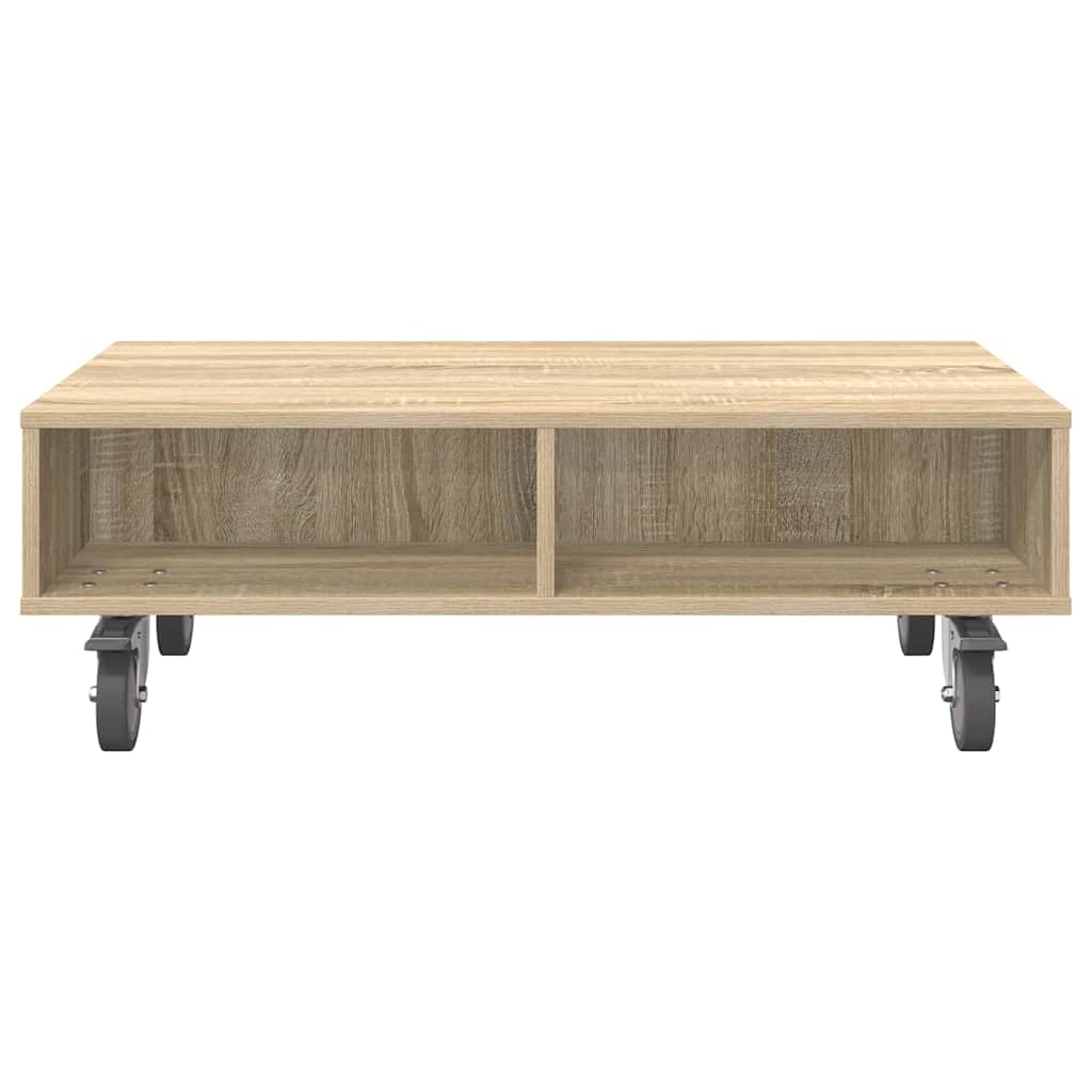 vidaXL Side Table with Wheels Sonoma Oak 90 x 50 x 30 cm