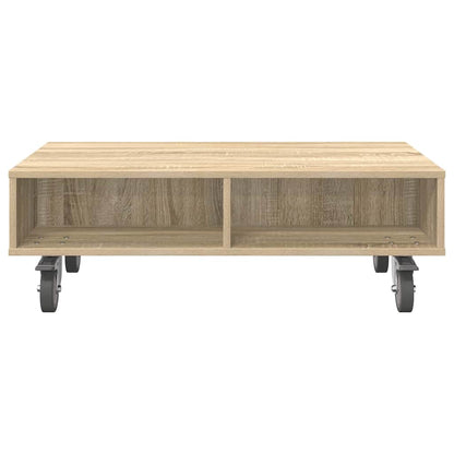 vidaXL Side Table with Wheels Sonoma Oak 90 x 50 x 30 cm
