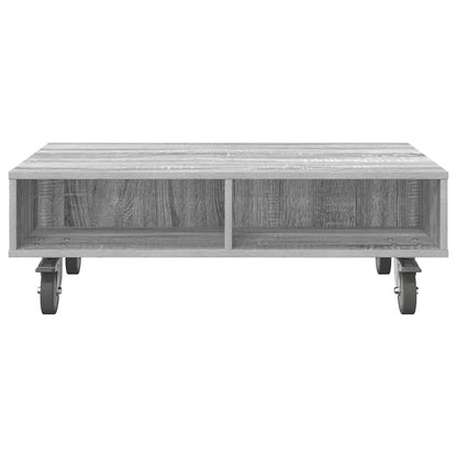 vidaXL Side Table with Wheels Grey Sonoma 90 x 50 x 30 cm