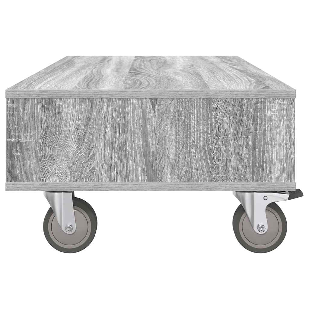 vidaXL Side Table with Wheels Grey Sonoma 90 x 50 x 30 cm