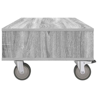 vidaXL Side Table with Wheels Grey Sonoma 90 x 50 x 30 cm