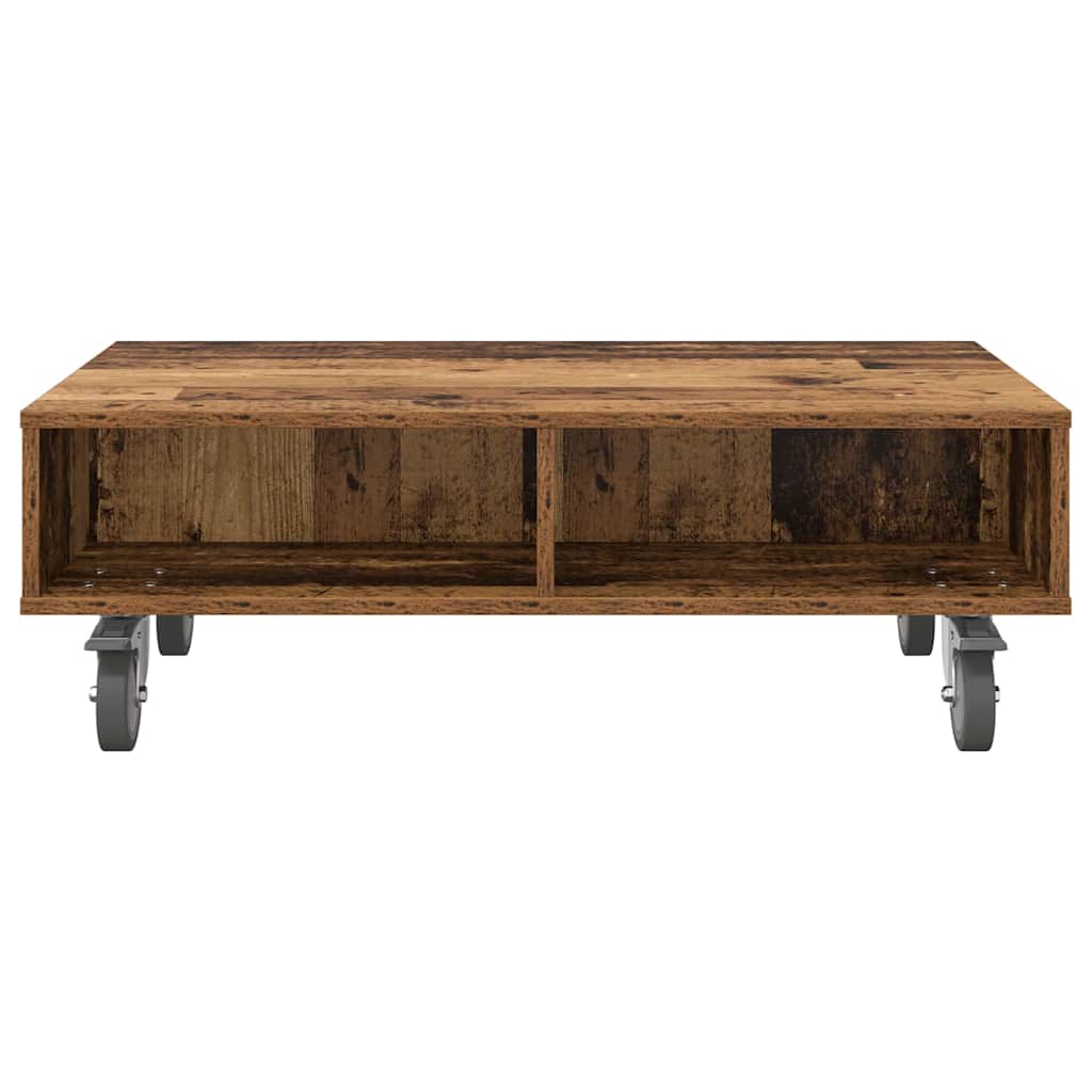 vidaXL Side Table with Wheels Old Wood 90 x 50 x 30 cm Engineered Wood