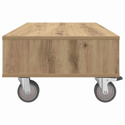 vidaXL Side Table with Wheels Artisan Oak 90 x 50 x 30 cm