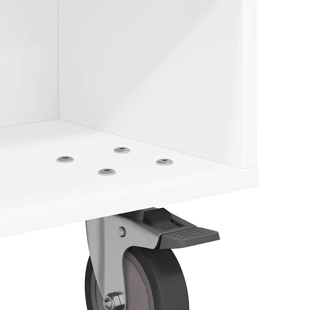 vidaXL Side Table with Wheels White 50.5 x 50 x 30 cm Engineered Wood
