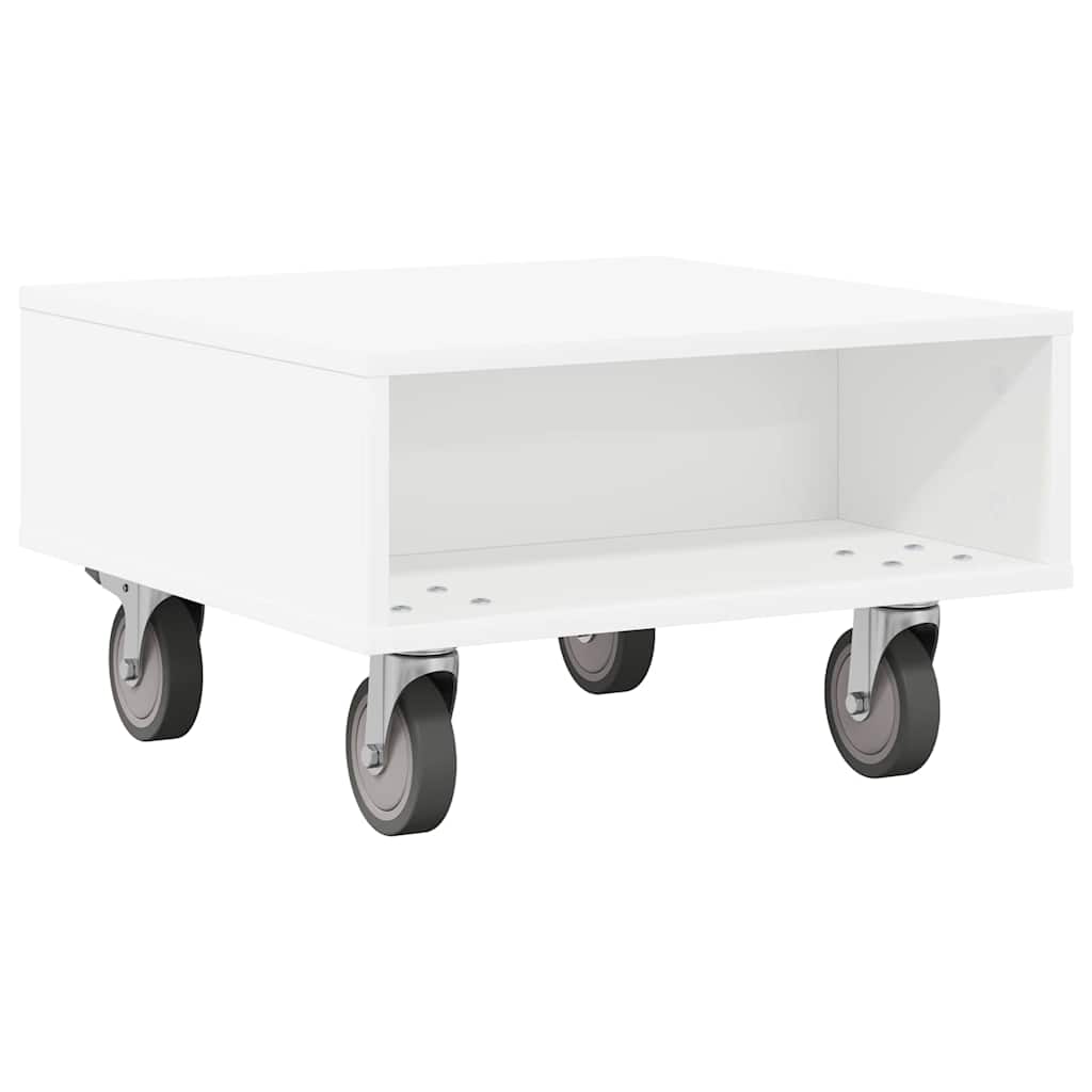vidaXL Side Table with Wheels White 50.5 x 50 x 30 cm Engineered Wood