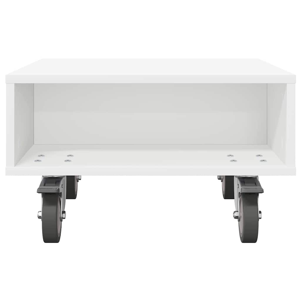 vidaXL Side Table with Wheels White 50.5 x 50 x 30 cm Engineered Wood