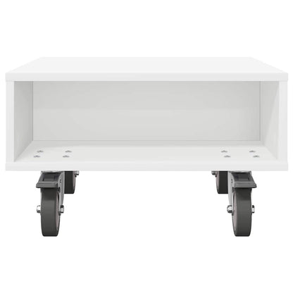 vidaXL Side Table with Wheels White 50.5 x 50 x 30 cm Engineered Wood