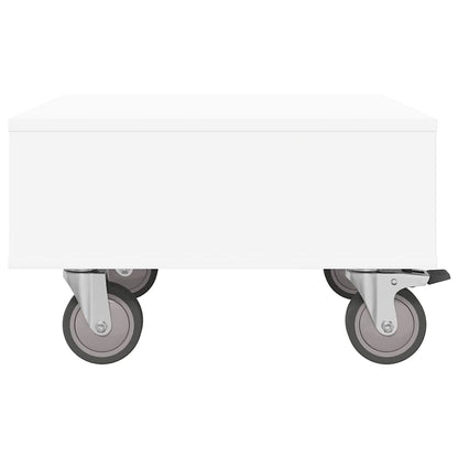 vidaXL Side Table with Wheels White 50.5 x 50 x 30 cm Engineered Wood