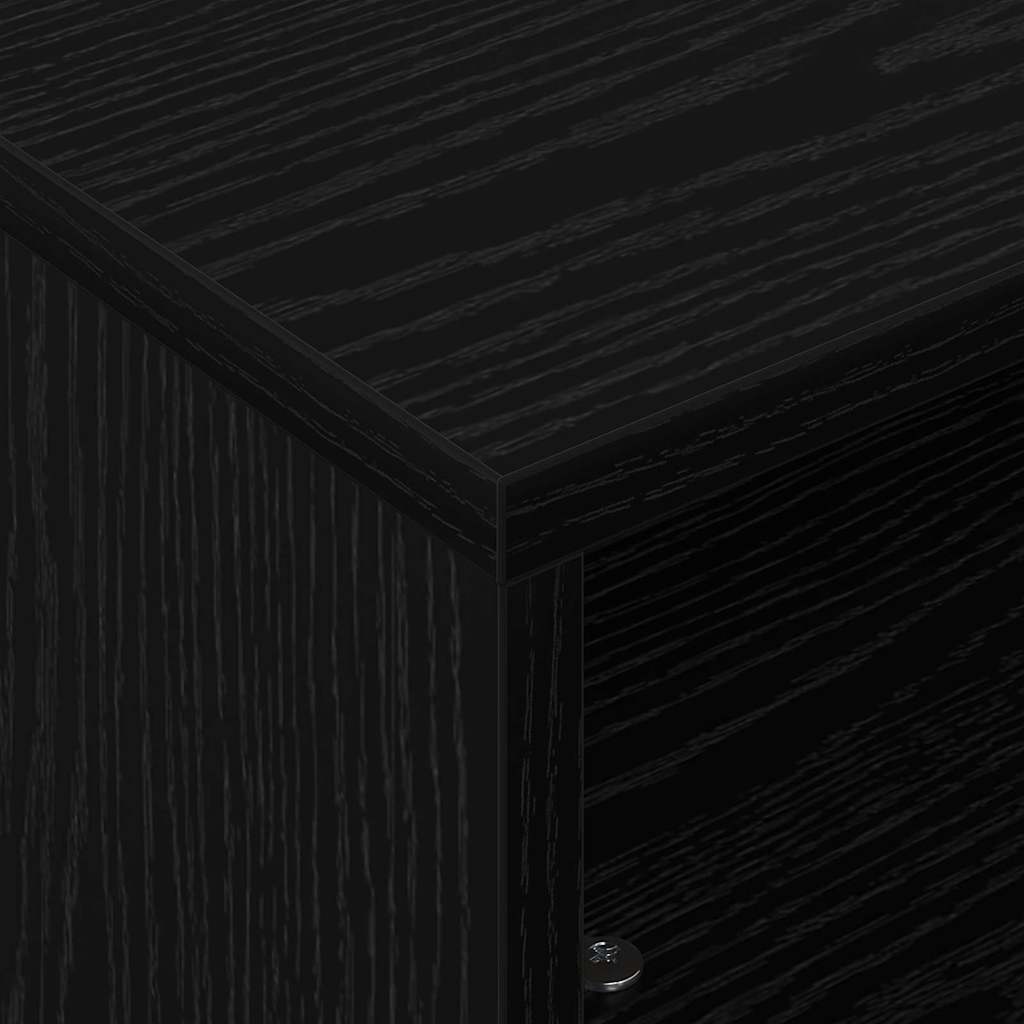 vidaXL Side Table with Wheels Black Oak 50.5 x 50 x 30 cm