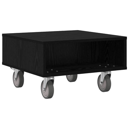 vidaXL Side Table with Wheels Black Oak 50.5 x 50 x 30 cm