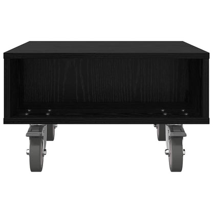 vidaXL Side Table with Wheels Black Oak 50.5 x 50 x 30 cm