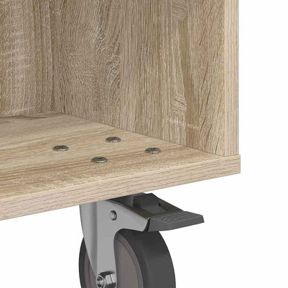 vidaXL Side Table with Wheels Sonoma Oak 50.5 x 50 x 30 cm