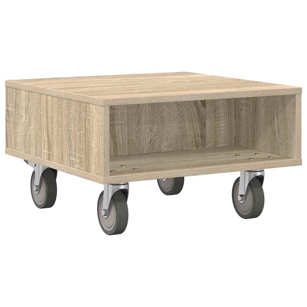 vidaXL Side Table with Wheels Sonoma Oak 50.5 x 50 x 30 cm