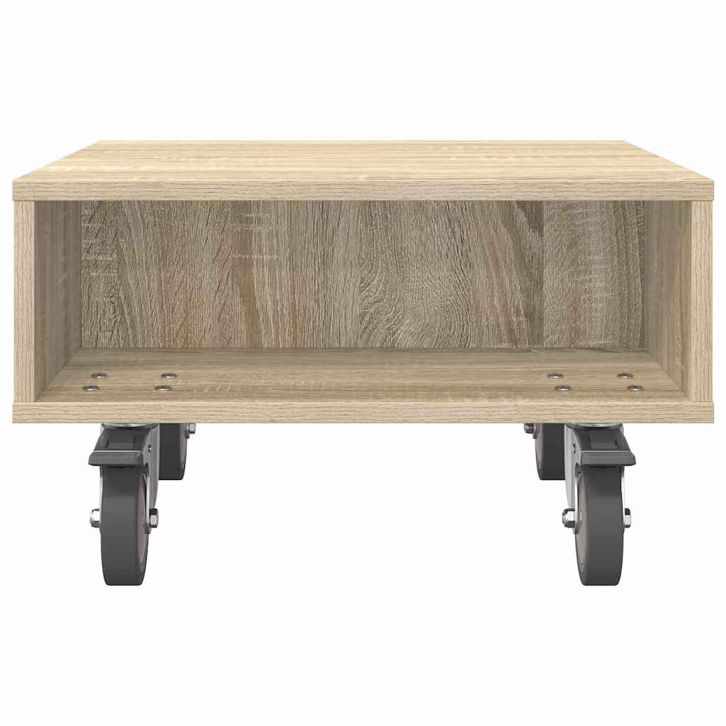 vidaXL Side Table with Wheels Sonoma Oak 50.5 x 50 x 30 cm