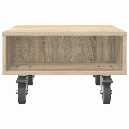 vidaXL Side Table with Wheels Sonoma Oak 50.5 x 50 x 30 cm