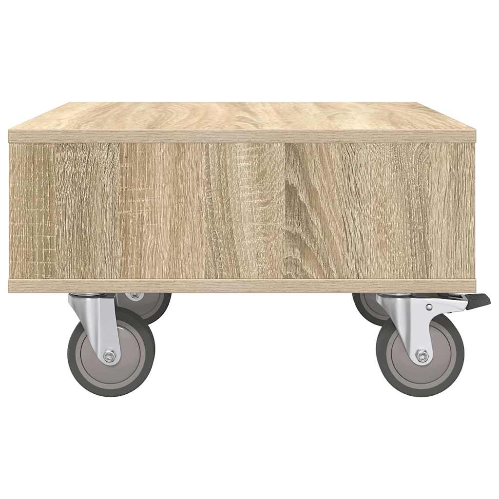 vidaXL Side Table with Wheels Sonoma Oak 50.5 x 50 x 30 cm