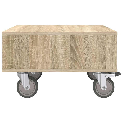 vidaXL Side Table with Wheels Sonoma Oak 50.5 x 50 x 30 cm