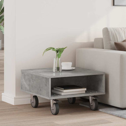 vidaXL Side Table with Wheels Concrete Grey 50.5 x 50 x 30 cm