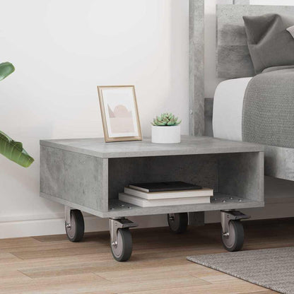 vidaXL Side Table with Wheels Concrete Grey 50.5 x 50 x 30 cm