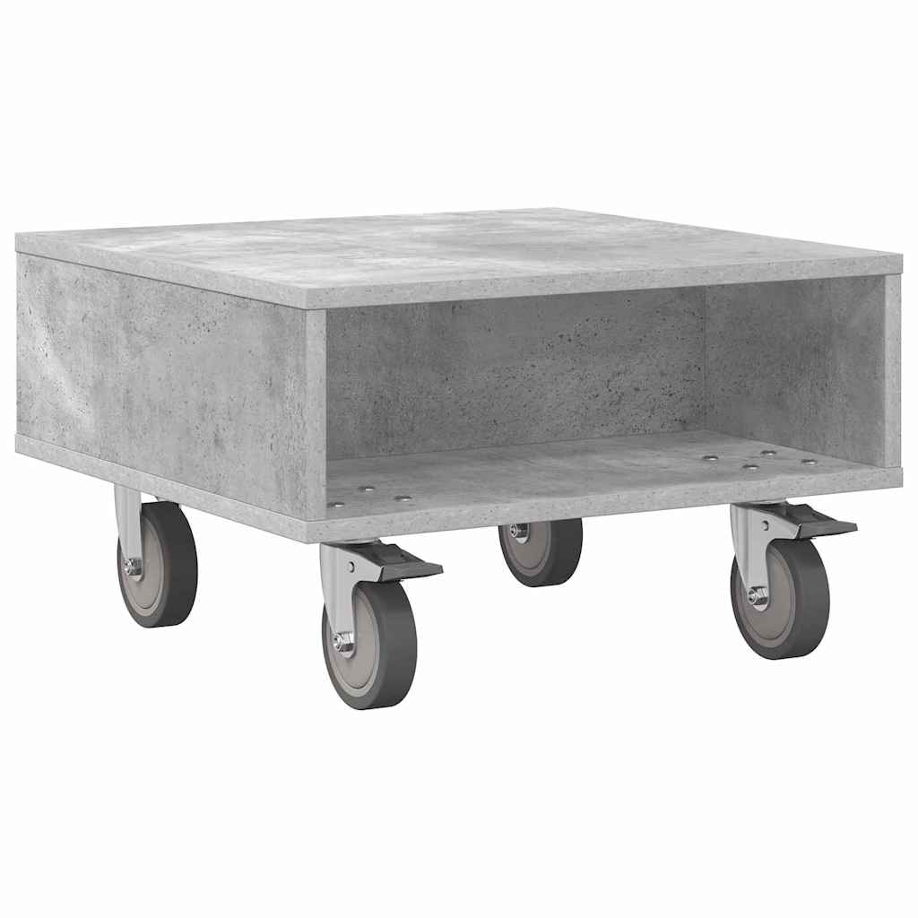 vidaXL Side Table with Wheels Concrete Grey 50.5 x 50 x 30 cm