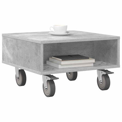 vidaXL Side Table with Wheels Concrete Grey 50.5 x 50 x 30 cm