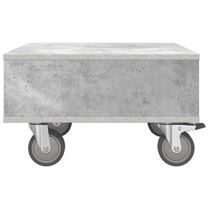 vidaXL Side Table with Wheels Concrete Grey 50.5 x 50 x 30 cm