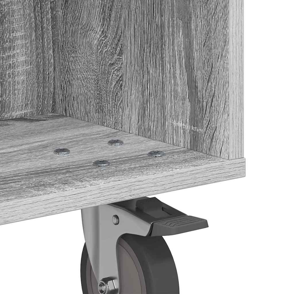 vidaXL Side Table with Wheels Grey Sonoma 50.5 x 50 x 30 cm