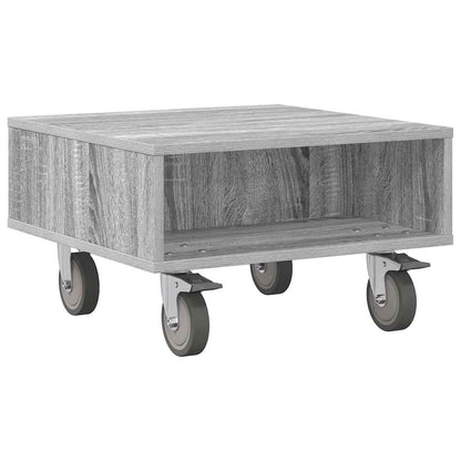 vidaXL Side Table with Wheels Grey Sonoma 50.5 x 50 x 30 cm
