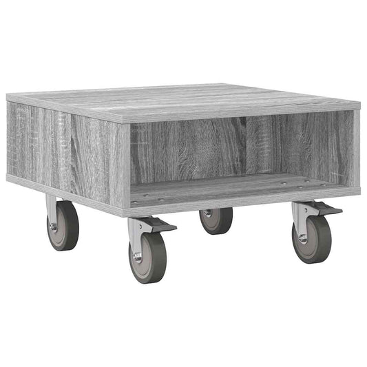 vidaXL Side Table with Wheels Grey Sonoma 50.5 x 50 x 30 cm