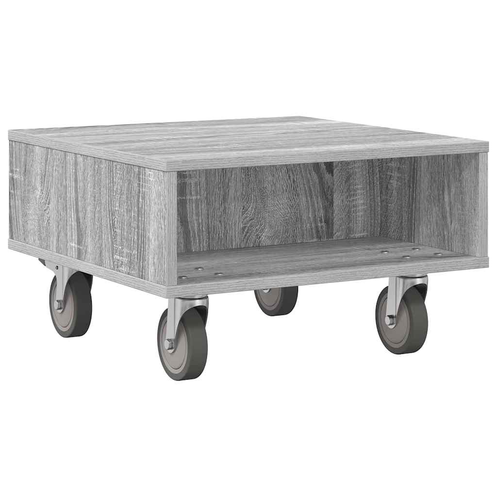 vidaXL Side Table with Wheels Grey Sonoma 50.5 x 50 x 30 cm