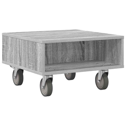 vidaXL Side Table with Wheels Grey Sonoma 50.5 x 50 x 30 cm