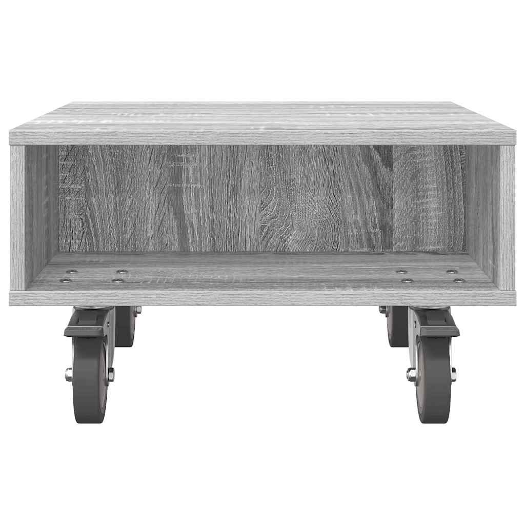 vidaXL Side Table with Wheels Grey Sonoma 50.5 x 50 x 30 cm