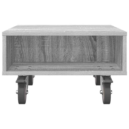 vidaXL Side Table with Wheels Grey Sonoma 50.5 x 50 x 30 cm