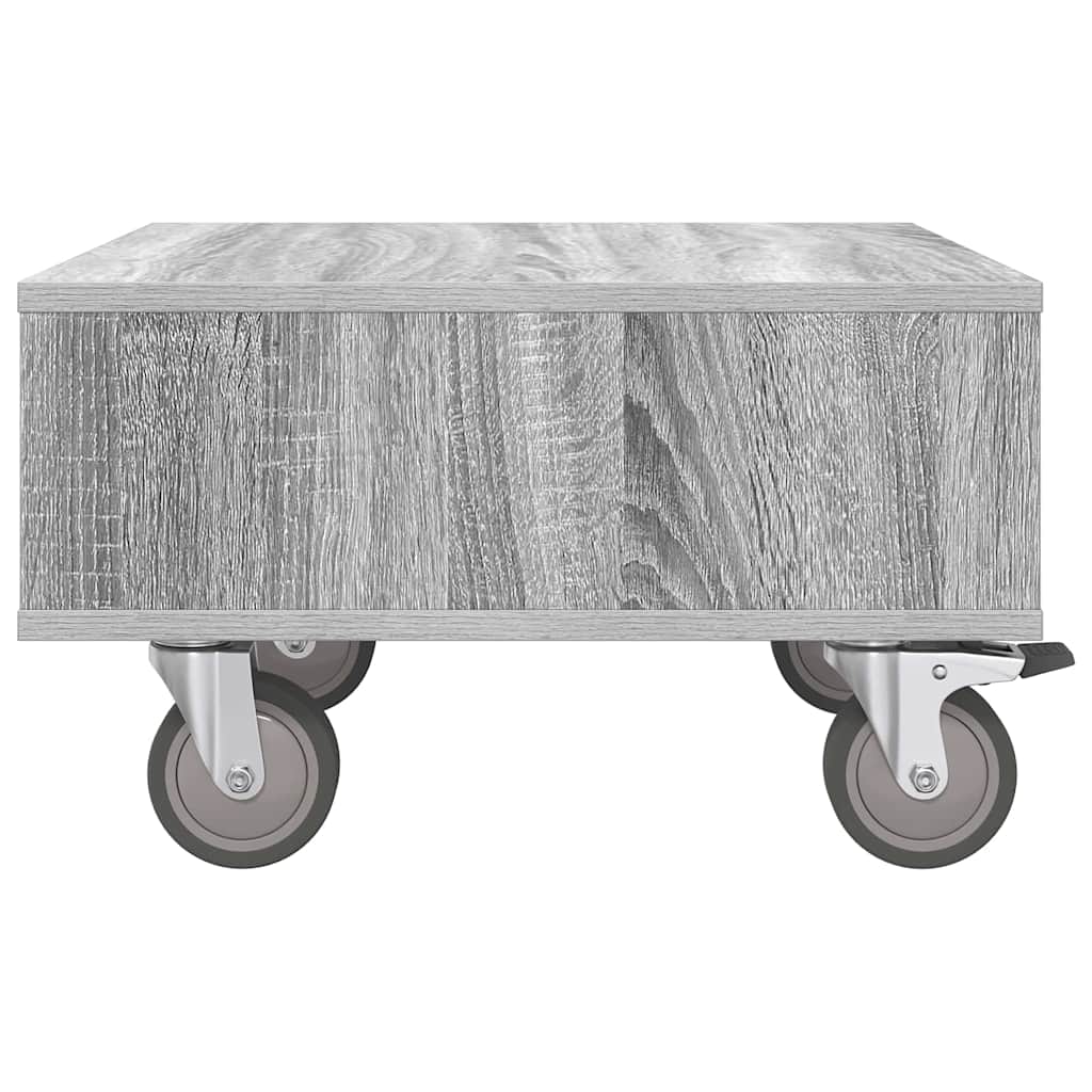 vidaXL Side Table with Wheels Grey Sonoma 50.5 x 50 x 30 cm