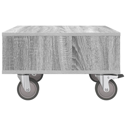 vidaXL Side Table with Wheels Grey Sonoma 50.5 x 50 x 30 cm