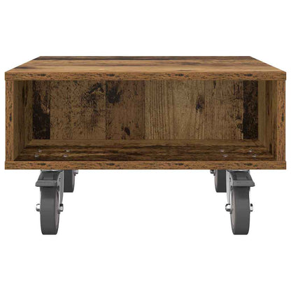 vidaXL Side Table with Wheels Old Wood 50.5 x 50 x 30 cm