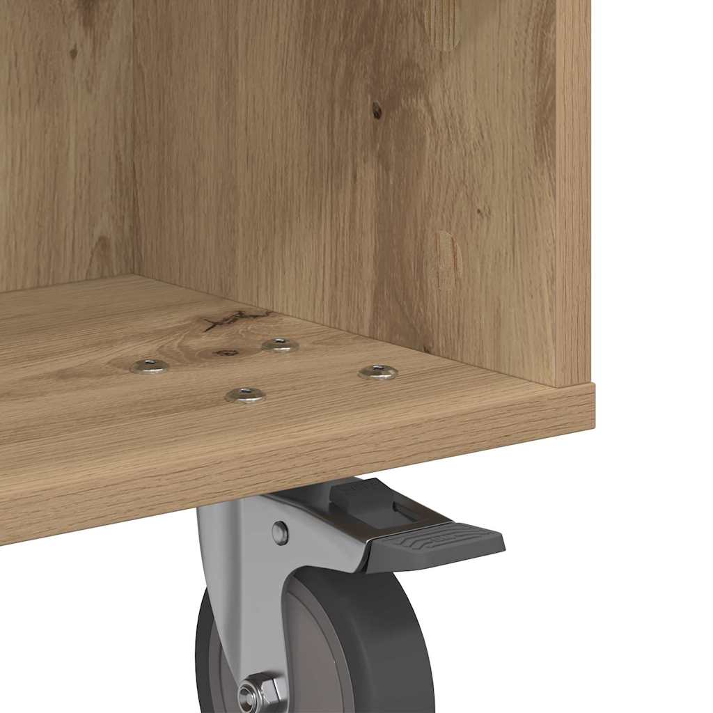 vidaXL Side Table with Wheels Artisan Oak 50.5 x 50 x 30 cm