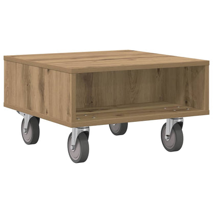 vidaXL Side Table with Wheels Artisan Oak 50.5 x 50 x 30 cm