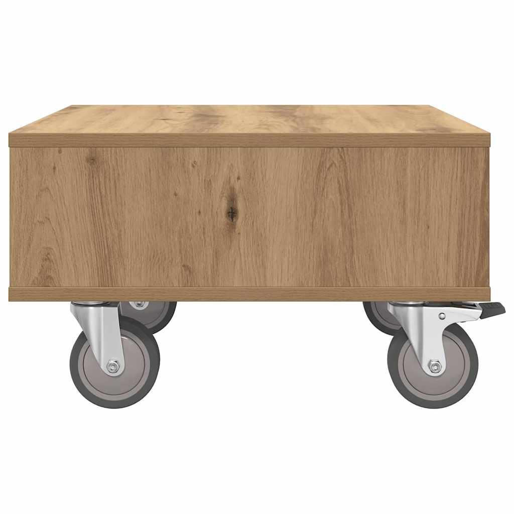 vidaXL Side Table with Wheels Artisan Oak 50.5 x 50 x 30 cm