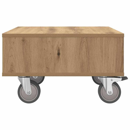vidaXL Side Table with Wheels Artisan Oak 50.5 x 50 x 30 cm
