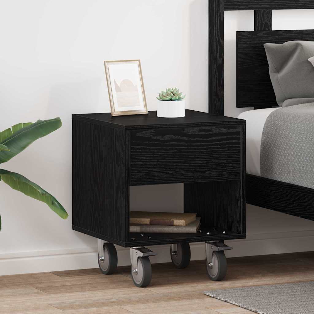 vidaXL Bedside Table 2 pcs Black Oak 40.5 x 40 x 48 cm Engineered Wood