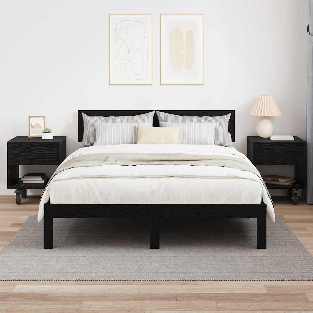 vidaXL Bedside Table 2 pcs Black Oak 40.5 x 40 x 48 cm Engineered Wood