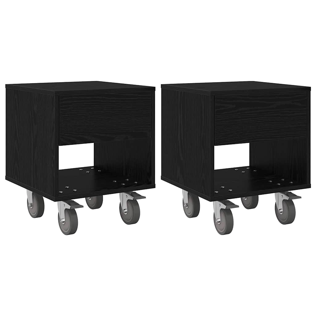 vidaXL Bedside Table 2 pcs Black Oak 40.5 x 40 x 48 cm Engineered Wood