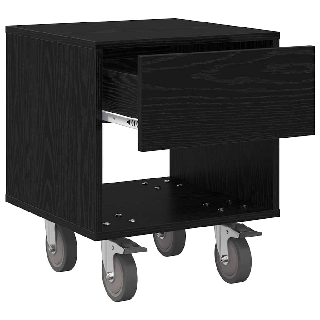 vidaXL Bedside Table 2 pcs Black Oak 40.5 x 40 x 48 cm Engineered Wood