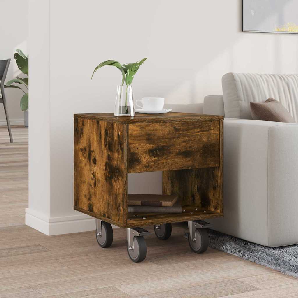 vidaXL Bedside Table Smoked Oak 40.5 x 40 x 48 cm Engineered Wood