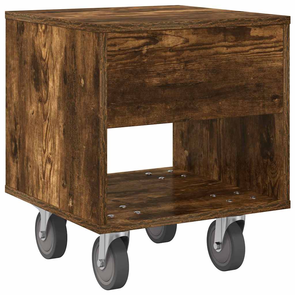 vidaXL Bedside Table Smoked Oak 40.5 x 40 x 48 cm Engineered Wood