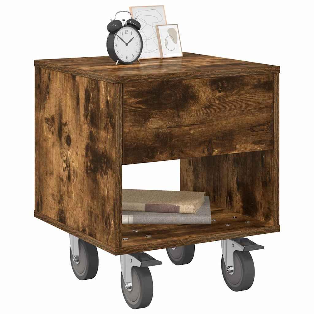 vidaXL Bedside Table Smoked Oak 40.5 x 40 x 48 cm Engineered Wood