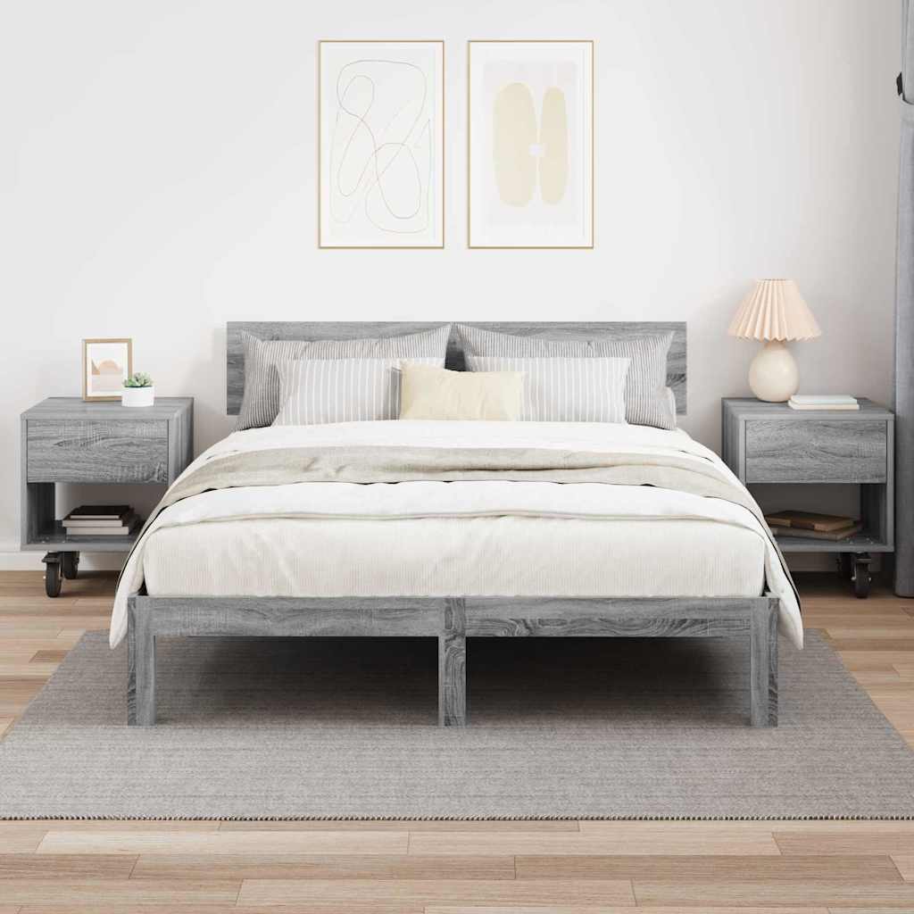 vidaXL Bedside Table 2 pcs Grey Sonoma 40.5 x 40 x 48 cm
