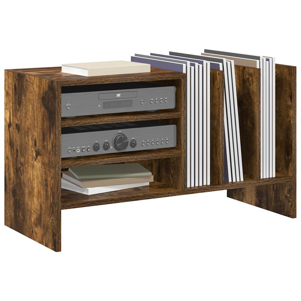 vidaXL Record Cabinet Smoked Oak 78.5 x 35 x 45 cm Engineered Wood